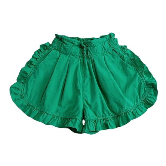 JLMSPLWG Girls Quick Drying Shorts Toddler Seersucker Short Pants Baby Girl Soft Cute Casual Short Pant Infant Girl Solid Ruffle Hem Shortalls Bottoms Kids Clothes