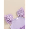 thumbnail image 6 of vera natura Baby Girl Summer Romper Dress Casual Mesh Patchwork Ruffles Ribbed Jumpsuit, 6 of 8