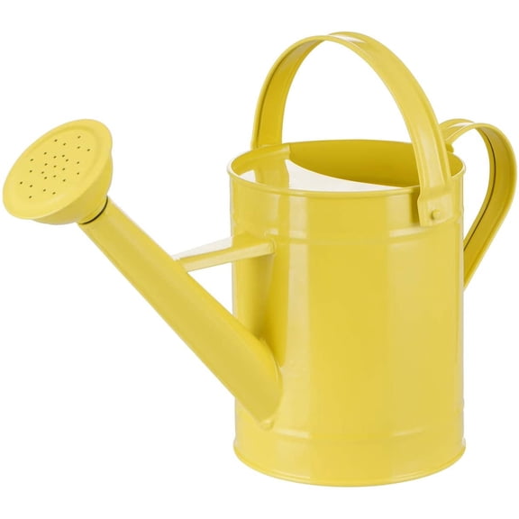 Watering Can Metal Watering Pot with Handle and Rosehead Modern Style, 11.4”W x 4.72”D x 8.66”H, 55 Oz.,Yellow