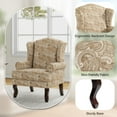 thumbnail image 3 of UIXE High Back Accent Chairs Set of 2, Upholstered Armchair in Fabric with Solid Wood Legs, Retro Arm Chair Comfy Single Sofa Reading Seat for Living Room, Paisley Sand, 3 of 6