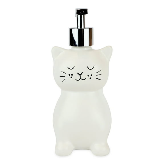 Isaac Jacobs White Ceramic Cat Liquid Soap Pump/Lotion Dispenser
