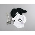 thumbnail image 3 of Baby Girls Boys Unisex Smile Face Drop Shoulder 3/4 Long Sleeve Cotton Top Tee Shirts Clothing Outfit Black 6-12 Months, 3 of 5