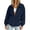 Navy, variant on Women's Corduroy Zip Up Jacket Lapel Collar Long Sleeve Casual with Pockets Loose Fit Outerwear for Fall Winter