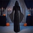 thumbnail image 4 of Witch Cosplay, Witch Costume, Witch Outfit, Witch Roleplay, Witch Cos, Women Renaissance Lace-Up Vintage Hooded Dress Medieval Witch Dress Cosplay Costume, Black L, 4 of 6