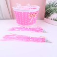 thumbnail image 3 of 4 piezas divertidas serpentinas para manillar de bicicleta suministros decorativos para manillar accesorios de bicicleta para niños con 2 cestas (rosa), 3 of 7