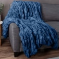 thumbnail image 3 of Lavish Home 60x80-Inch Ruched Faux Fur Blanket for Sofas and Beds (Blue), 3 of 10