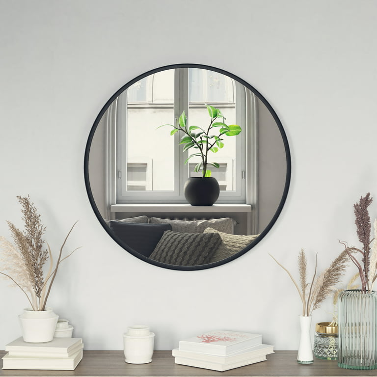 Round Wall Mirror 16/24/30/36'' Large Black Circle Mirror Metal  Frame]Decorative