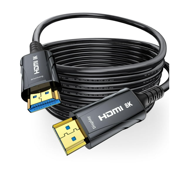 Cratree Câble HDMI à Fibre Optique 8K 100 Pieds/30M de Long - 48Gbps Cordon HDMI Haute Vitesse.8K 60Hz,4K 120Hz,HDCP 2.2&2.3,/HDR10, Compatible pour Fire Roku HDTV Mon