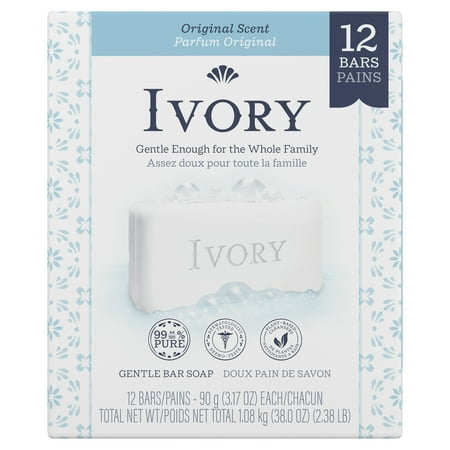 Ivory Bar Soap, Original Scent, For All Skin Types, 12 Count 3.17 Oz