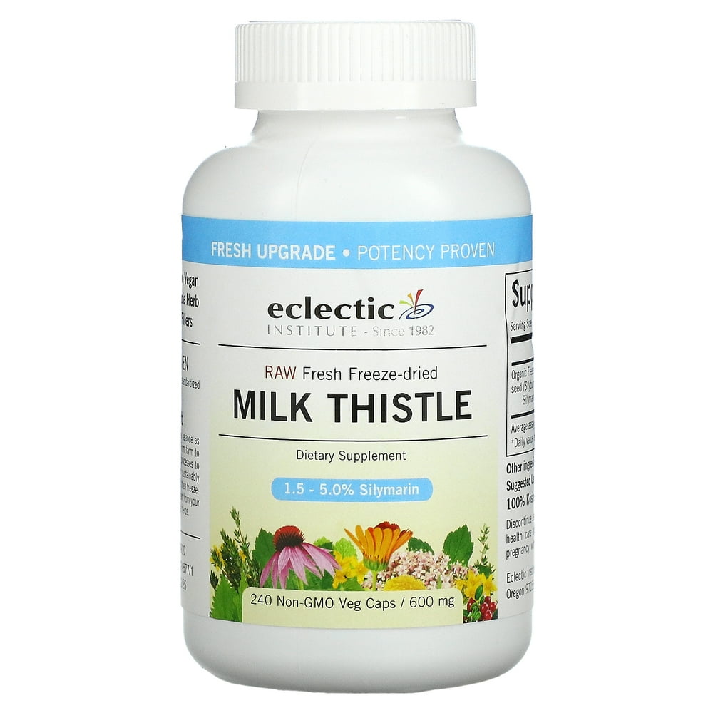 Eclectic Institute Raw Fresh FreezeDried, Milk Thistle, 600 mg, 240 NonGMO Veg Caps Walmart