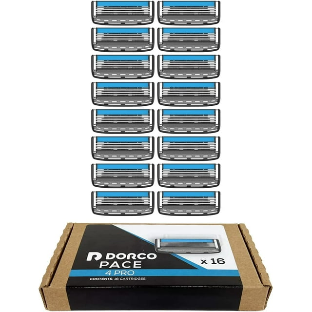 Dorco Pace 4 Pro - Four Blade Razor Shaving System - 16 Cartridges (No Handle)