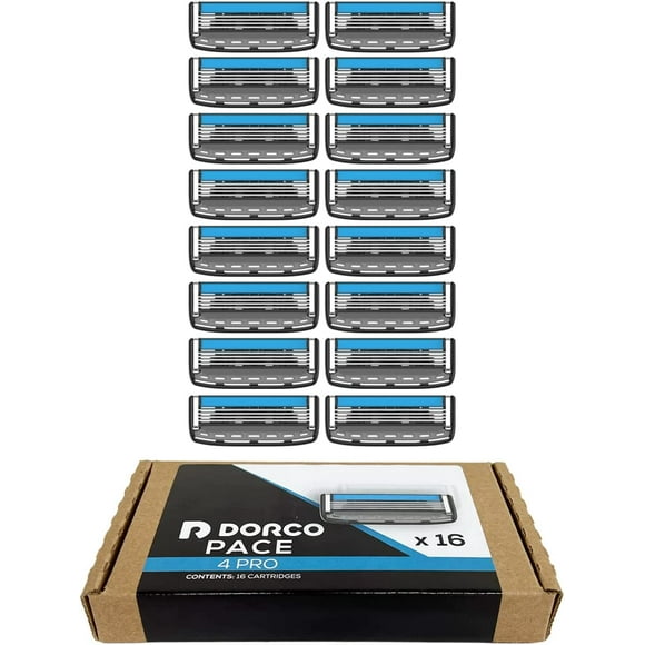 Dorco Pace 4 Pro - Four Blade Razor Shaving System - 16 Cartridges (No Handle)
