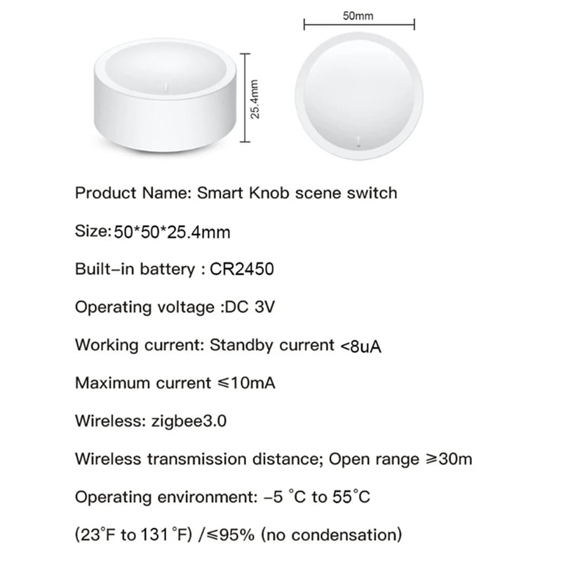 2X Tuya ZigBee Knob Switch Wireless Scene Button Rotatable Dimmer Switch Smart Home Automation Linkage Remoter