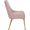 thumbnail image 3 of Maklaine Contemporary Pink Velvet Dining Chair with Gold Legs (Set of 2), 3 of 9