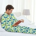 thumbnail image 6 of Picia Cute Dinosaur Blue Green Pattern Men’s Long-Sleeve Sleepwear Set - Soft 2-Piece Loungewear with Pockets, Comfy PJs for Relaxing Nights-Medium, 6 of 7