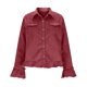 thumbnail image 4 of mfyjkho Tops De Gimnasio Para Mujer, Camisa De Mujer Lisa Vintage Informal De Terciopelo Con Cuello De Solapa Y Botones Con Volantes Tops Y Blusas Para Mujer Xl, 4 of 8
