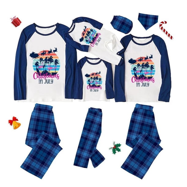 Pijamas familiares navideños a juego, conjuntos de pijamas verdes, Papá Noel, ciervo, Fly, en julio