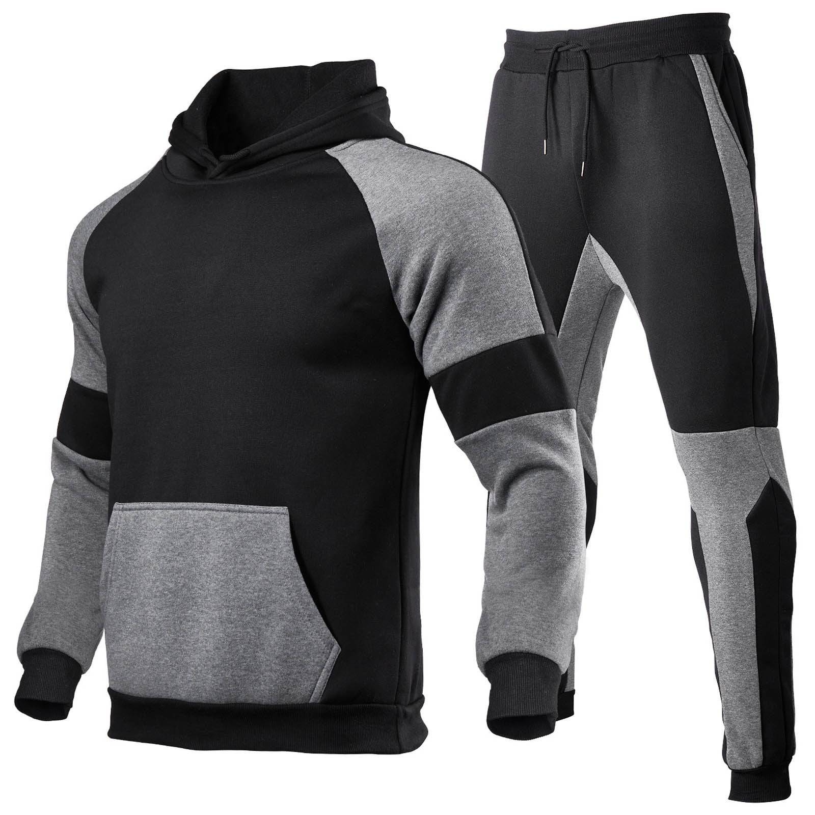 CALUOMATT Men's Hooded Athletic Tracksuit Sweatsuit Long Sleeve Full
