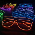 thumbnail image 1 of Gafas luminosas estilo uña de arroz transparente, gafas LED intermitentes, gafas de luz fría EL, gafas de actuación de salto de discoteca, porristas, 1 of 5