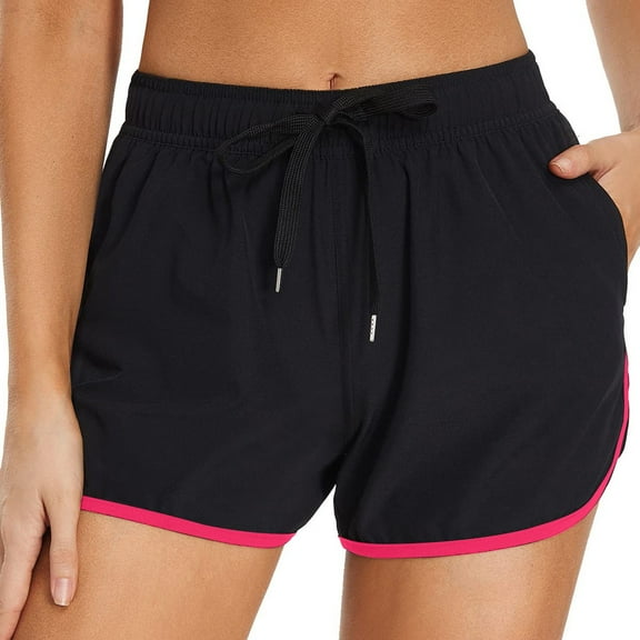 Seductiva Red Women's Shorts Womens Athletic Shorts Running Dolphin Shorts with Pockets and Drawstring