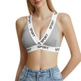 thumbnail image 1 of ManxiVoo Contrast Trim Bralette with Fashionable Letter Detail Comfortable Wireless Triangle Cup Top L Size Grey, 1 of 4