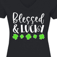 thumbnail image 4 of Inktastic Blessed and Lucky 4 Leaf Clovers St. Patrick's Day Women's V-Neck T-Shirt, 4 of 5