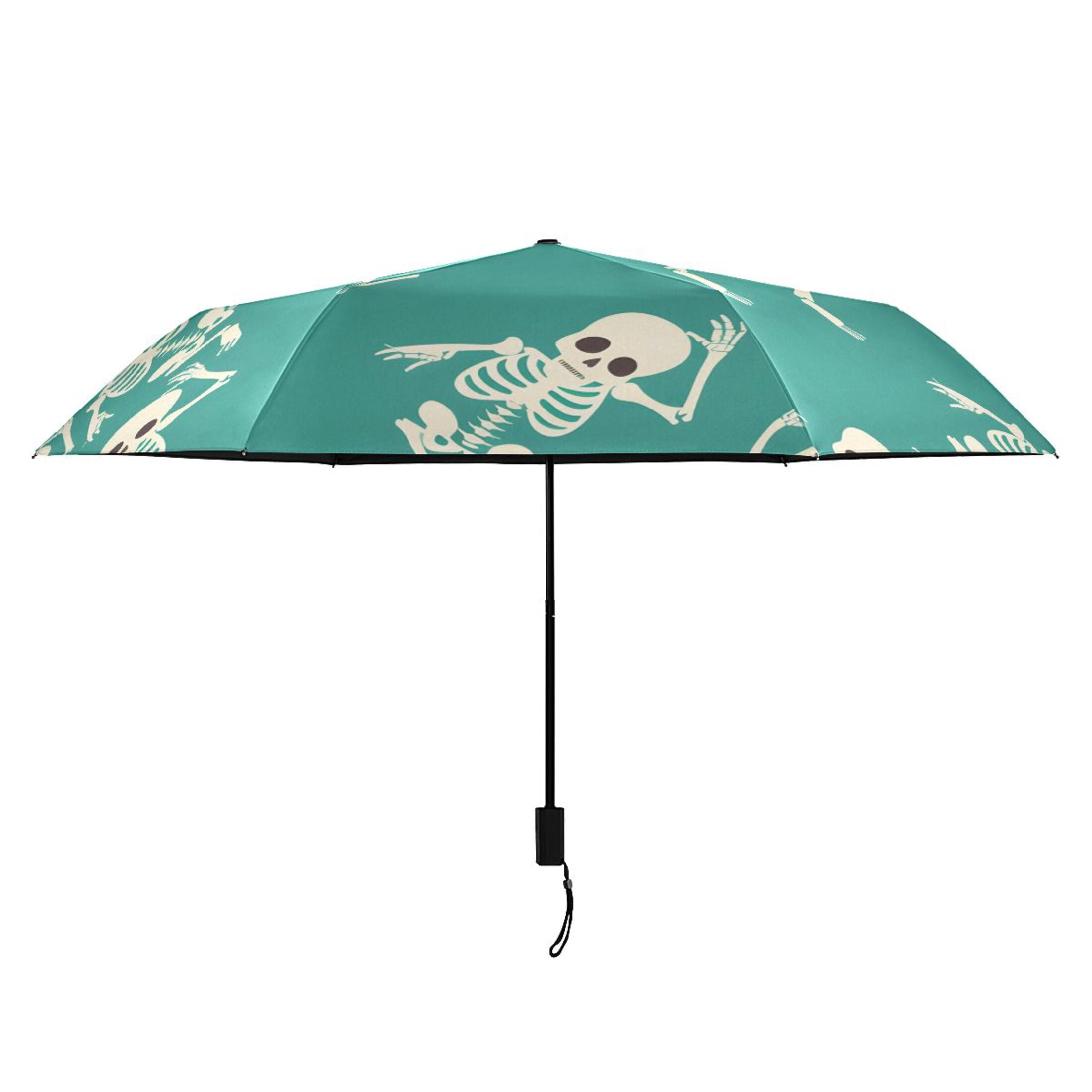 ALAZA Skeleton Dancing Skull UPF 50+ Compact Folding Umbrella for Rain Travel Umbrella Packable