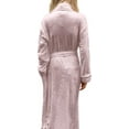 thumbnail image 4 of Mocassi Women’s Plush Fleece Spa Bathrobe, Shawl Collar and Pockets, Velvet Soft and Warm Long Robe - Large, Pink, 4 of 5
