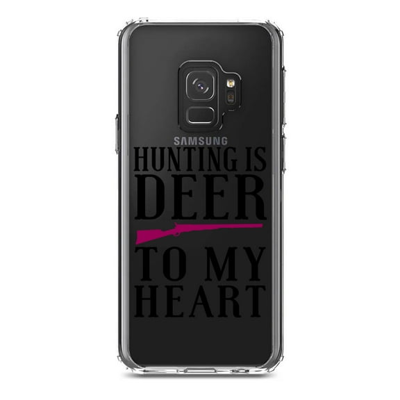 DistinctInk Clear Shockproof Hybrid Case for Samsung Galaxy S9 (5.8" Screen) - TPU Bumper Acrylic Back Tempered Glass Screen Protector - Hunting is DEER to My Heart