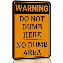Funny Sarcastic Sign Warning Do Not Dumb Here No Dumb Area Metal Tin Sign for Garage Man Cave Bar Club Home Workshop Wall Decor Metal Plaque 12x16 Inch