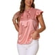 thumbnail image 4 of INSPIRAR CHIC Top Casual para Mujeres con Mangas Rizadas Camisetas de Lunares Blusa L Rosa, 4 of 6