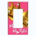 thumbnail image 2 of Metal Light Switch Plate Outlet Cover (My Room My Rules Crown Pink - Single Rocker), 2 of 2