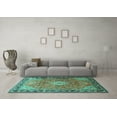 thumbnail image 3 of Ahgly Company Indoor Square Persian Turquoise Blue Traditional Area Rugs, 7' Square, 3 of 4