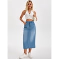 thumbnail image 3 of DARING DIVA Women's Denim Split Back Pockets Pencil Midi Jean Skirts Small Light Blue, 3 of 7