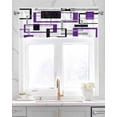 thumbnail image 2 of Purple Black Geometric Kitchen Valances for Windows Farmhouse Linen Window Valance Curtain for Living Room Window Treatment Minimalist Stripes Abstract Art Valance Rod Pocket Topper, 42 x 12 Inch, 2 of 6
