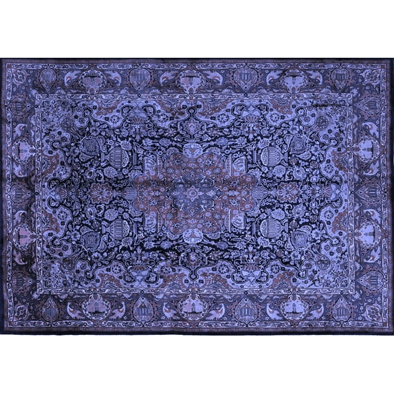 Ahgly Company Indoor Rectangle Medallion Blue Traditional Area Rugs, 4' x 6'