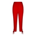 thumbnail image 6 of MLQIDK Pedal Pushers for Women Yoga Leggings Trendy Summer High Waisted Knee Length Ladies Leggings Dressy Casual Yoga Capris with Pockets Wine 2XL, 6 of 6