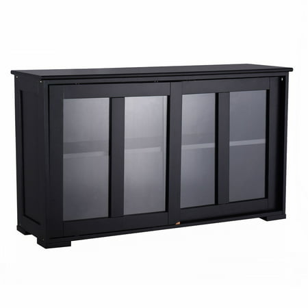 kitchen storage cabinet with glass sliding door