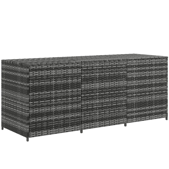 Outsunny 175 Gallon Outdoor Storage Box with Inner Liner, PE Rattan Wicker Deck Box with Pneumatic Bar Lift for Indoor & Outdoor, Patio Furniture Cushions, Pool Toys, Garden Tools, Mixed G