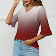 thumbnail image 5 of JGGSPWM Women's Casual V-Neck Flutter Sleeve Tunic Top Gradient Printed Loose Fit Blouse Flare Sleeves Shirts for Spring & Summer Red M, 5 of 5