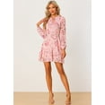 thumbnail image 2 of Mini vestido de chifón de manga larga semitransparente con cuello en V y cuello en V para mujer de verano 2023 Rosa M, 2 of 6