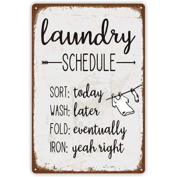 5.5x8 Inch Funny Retro Vintage Style Metal Sign For Laundry Room, Laundry Schedule, Home Tin Sign Decor A Gift For Housewarming Anniversaries