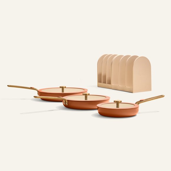Our Place Essentials Pan Trio (8 piece) Three non-toxic nonstick pans for everyday cooking Terracotta