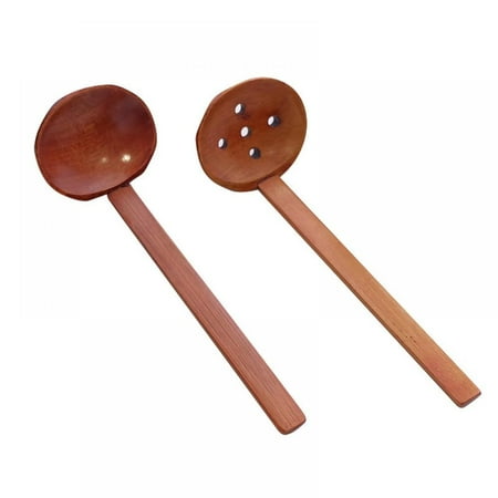 

2PCS Spoon Long-handled Wooden Hot Pot Spoon Slotted Spoon Octagonal Spoon Nanmu Old Lacquer Snail Powder Colander Soup Spoon for Home Kitchen