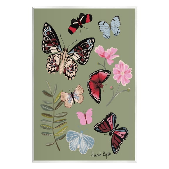 Stupell Industries Butterflies & Woodland Herbs Animals & Insects Painting Unframed Art Print Wall Art, 10 x 15
