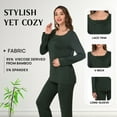 thumbnail image 4 of GUdiPUdi Women's V Neck Viscose made of Bamboo Pajama Set Moisture Wicking Long Sleeve Cozy Sleepwear PJs for Night Sweats Dark Green, 4 of 8