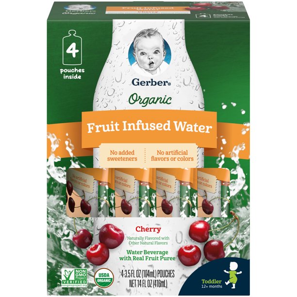 Gerber Graduates Organic Fruit Infused Water Hydration, Cherry, 3.5 fl