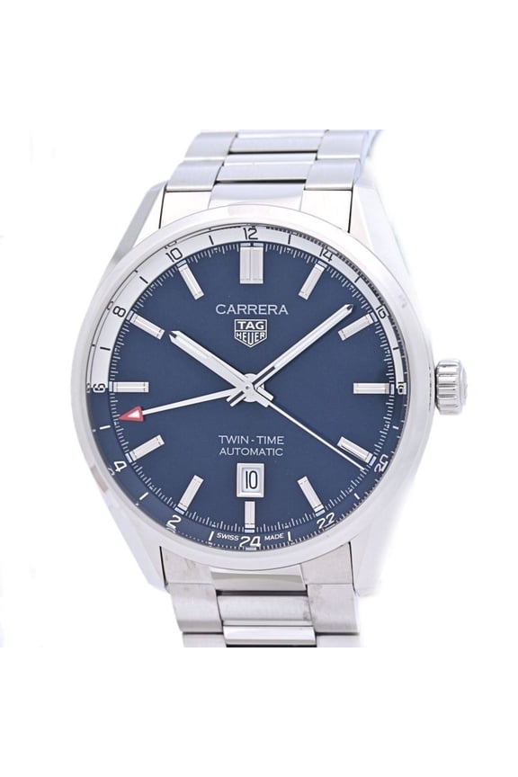 Pre-Owned TAG HEUER Carrera Calibre 7 Twin Time Date WBN201A.BA0640 Men's Stainless Steel Watch...