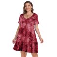 thumbnail image 4 of VEPKUL V Neck Short Sleeve Casual Swing T Shirt Dress with Pockets Plus Size Dresses for Women T11-WineRed_1X, 4 of 8