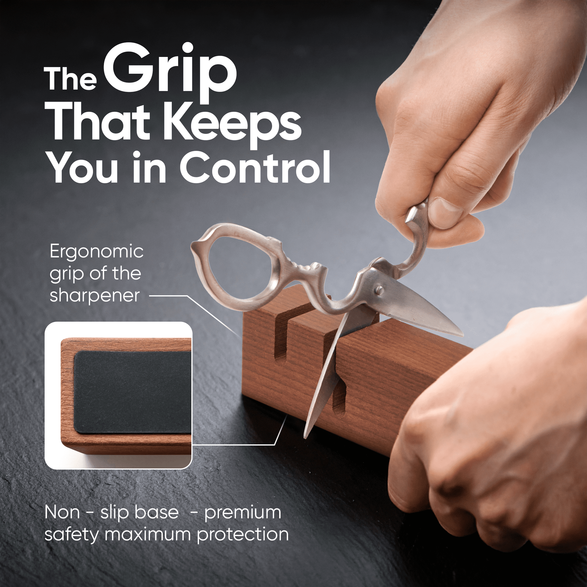Matsato Knife Sharpener. Professional Japanese Knife and Scissor Sharpener. 2-in-1 Sharpening Tool